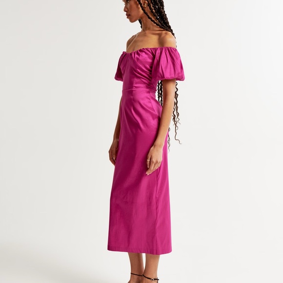 Abercrombie Blue taffeta off the shoulder midi dress - Picture 4 of 4